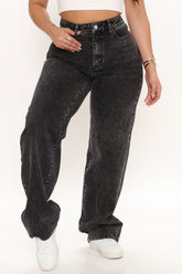Outta The Way Non Stretch Straight Leg Jeans - Black Ins Street